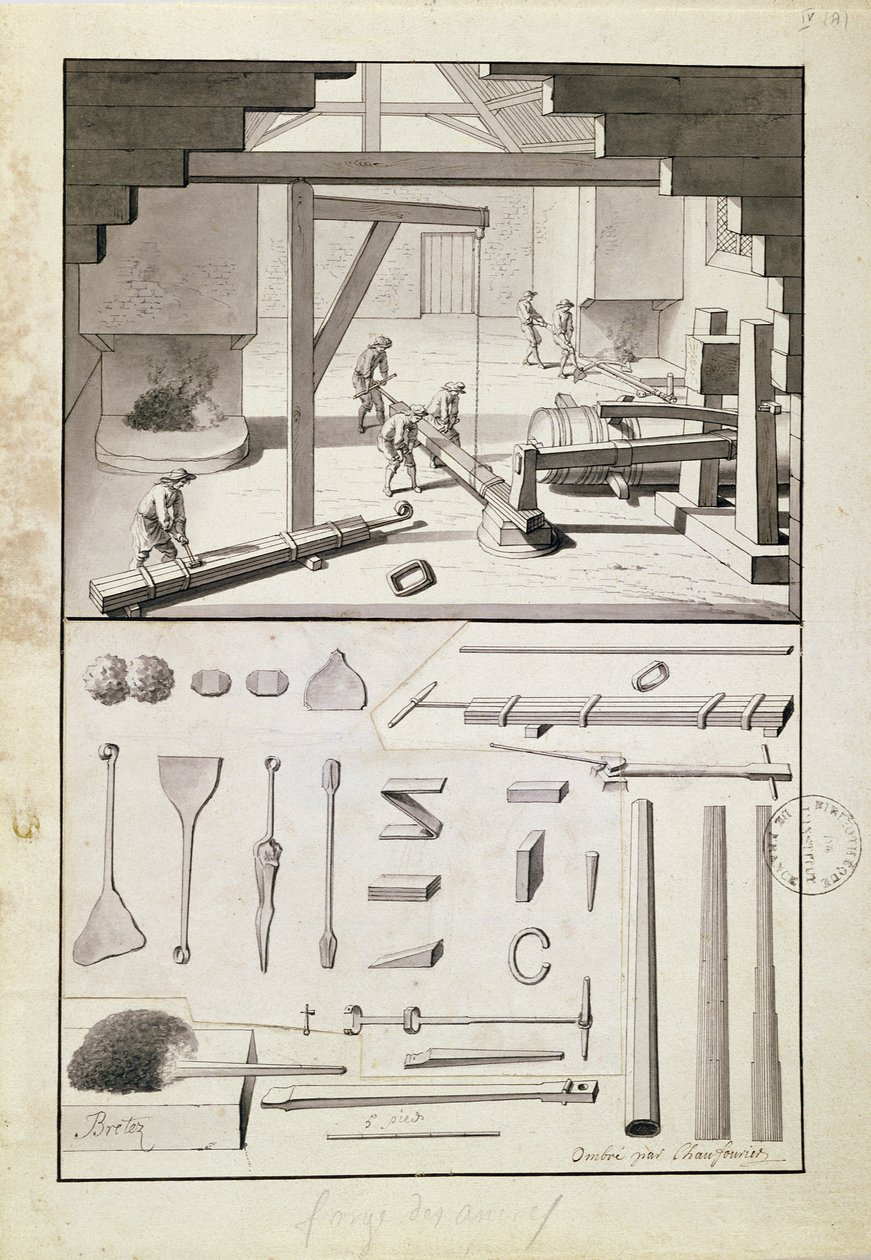Fonderie, dessin pour la Description des Arts et Métiers, par L. Simonneau, qui a inspiré Diderot pour l