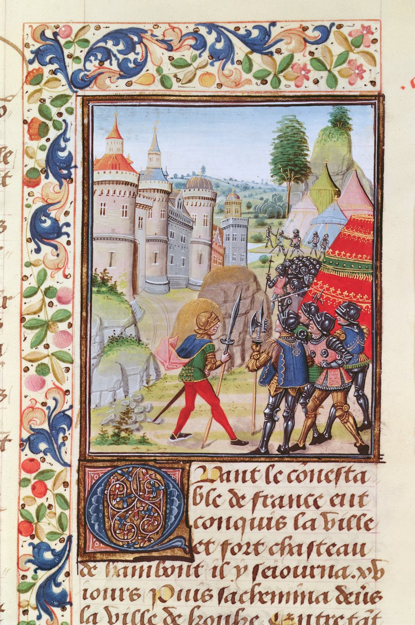 Fr 2643 f.410 Le Siège de Brest en 1373, de la Chronique de Froissart - French School