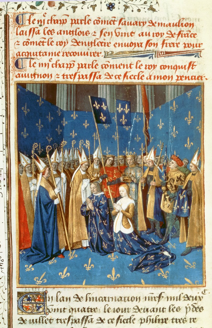 Couronnement de Louis VIII (1187-1226) et Blanche de Castille à Reims en présence du roi de Jérusalem - French School