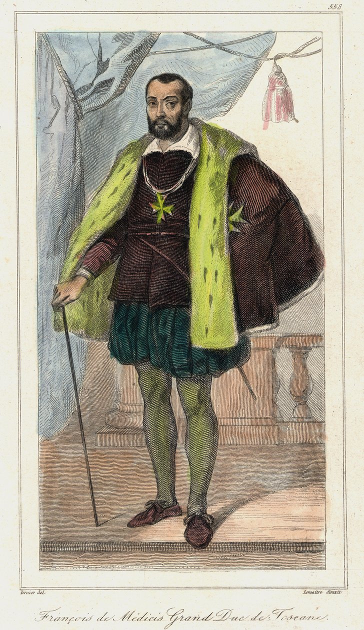 Francesco de Medici, grand-duc de Toscane (1541 - 1587), père de Marie de Médicis. Gravure du 19e siècle - French School