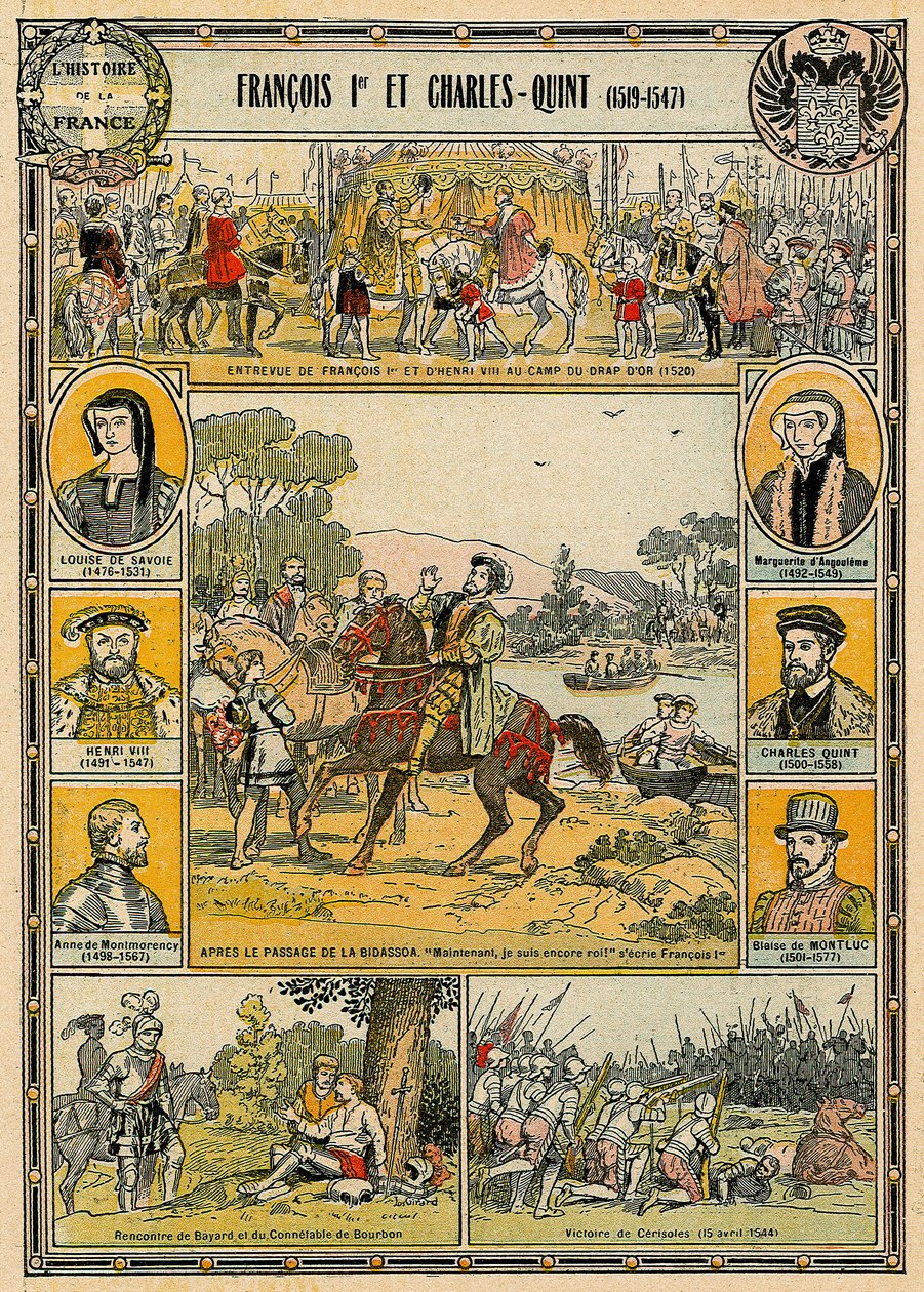 François Ier de France et Charles V, Empereur du Saint-Empire romain germanique, illustration de 