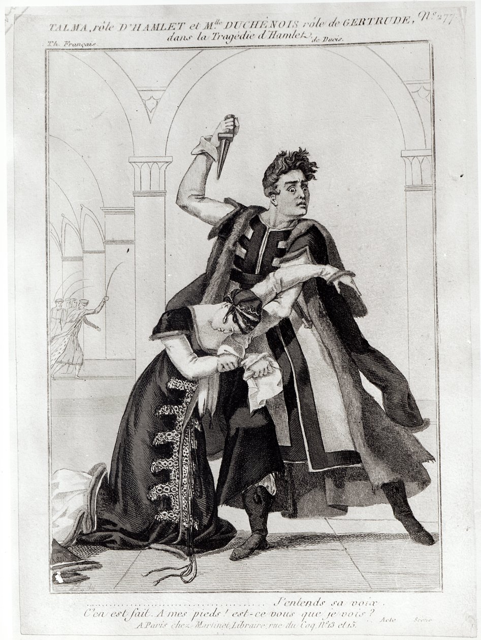 François-Joseph Talma (1763-1826) en Hamlet et Mademoiselle Duchenois en Gertrude, dans 