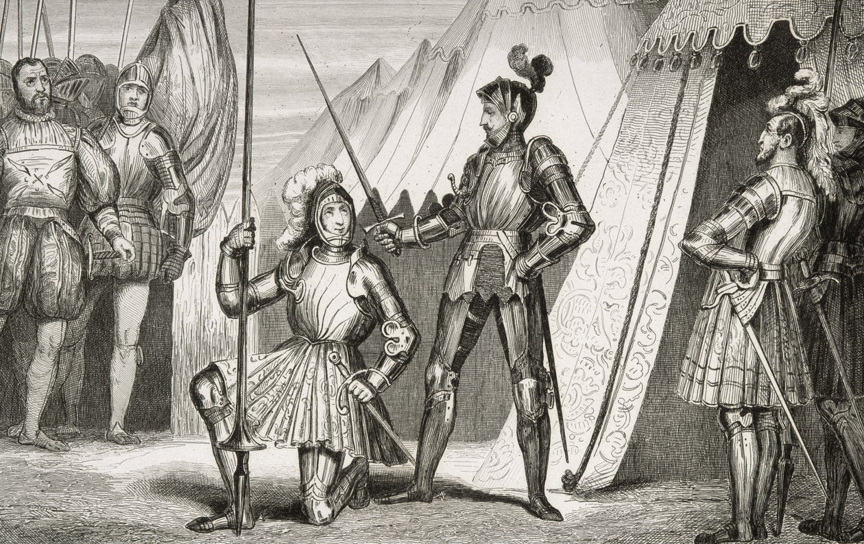 François Ier (1494-1547) adoubé par le capitaine Bayard après la bataille de Marignan, de 