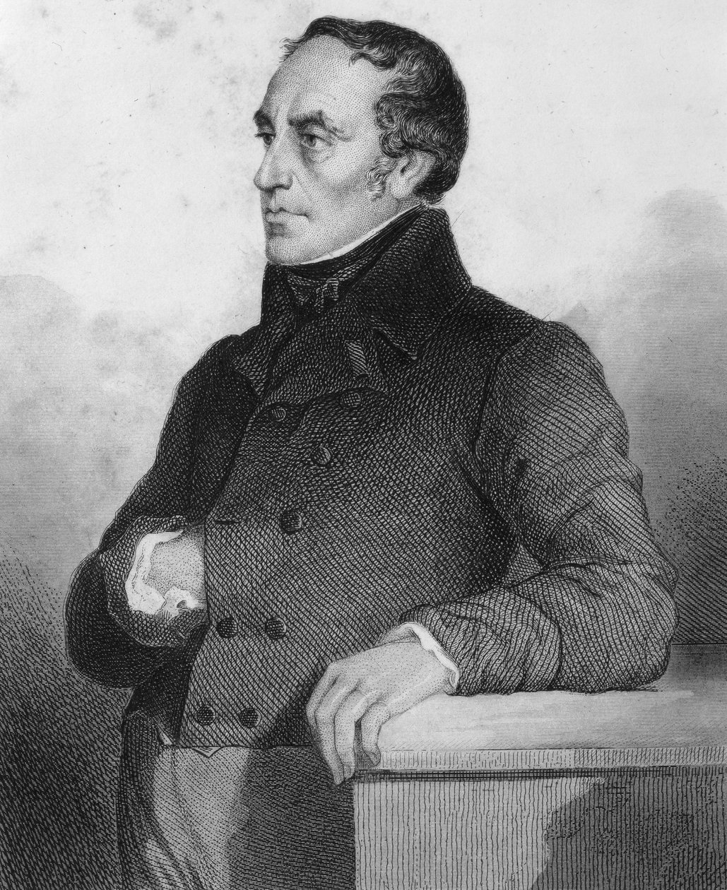 François Guizot (1787 - 1874), politicien et historien français - gravure dans "Histoire de la vie politique et privée de Louis Philippe" - French School