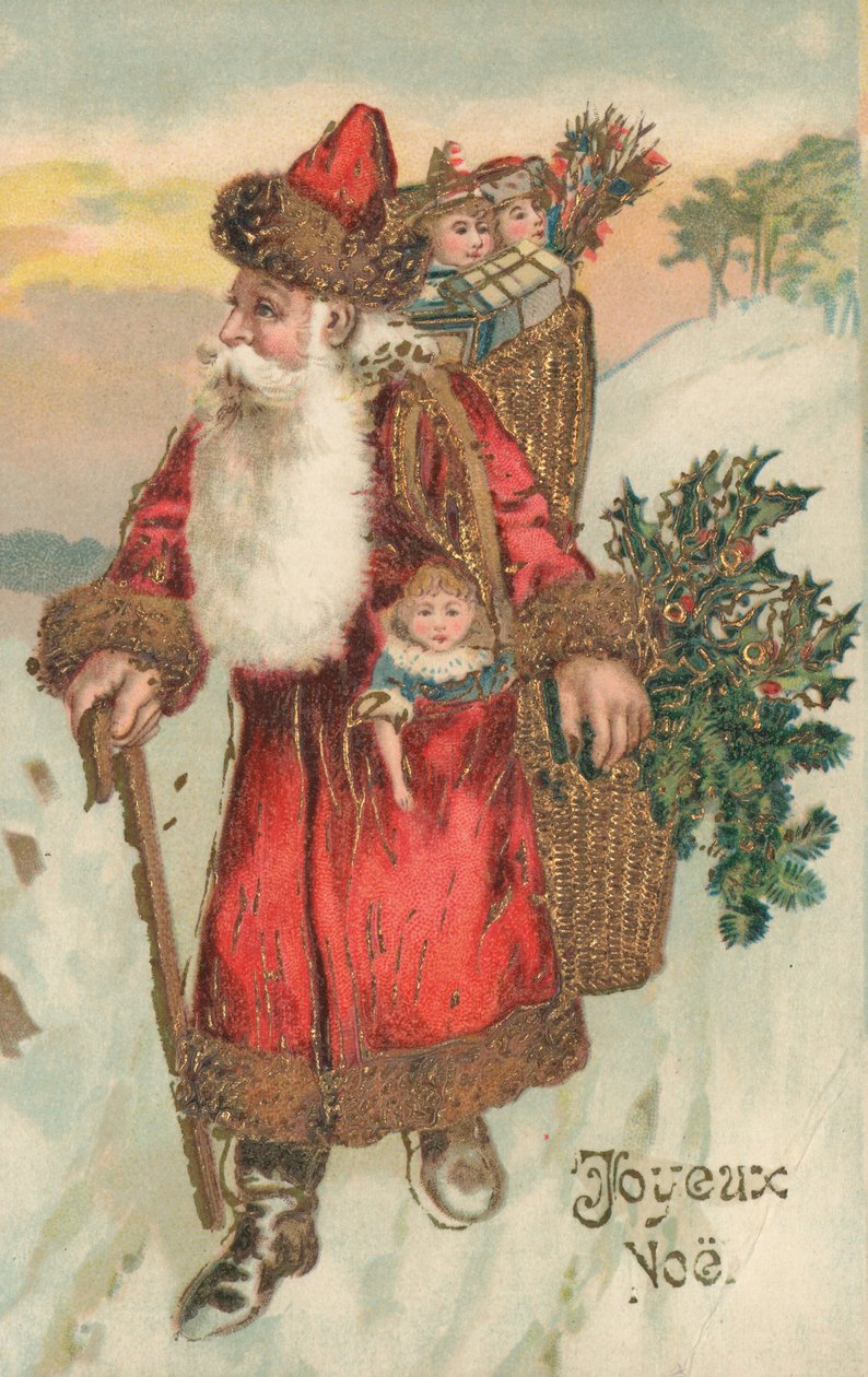Carte de Noël française (lithographie couleur) - French School