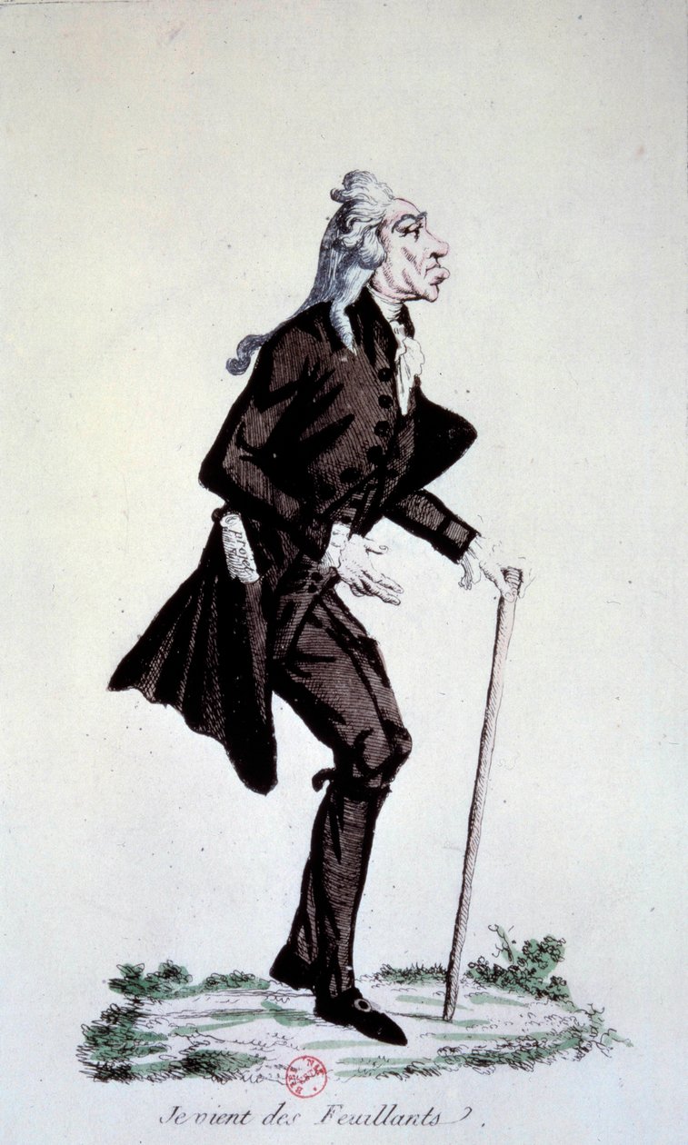 Révolution française : Caricature sur les Jacobins au moment de la scission du mouvement. Je viens des feuilles, tout va bien. La branche du Club des Feuillants était la plus moderne - French School
