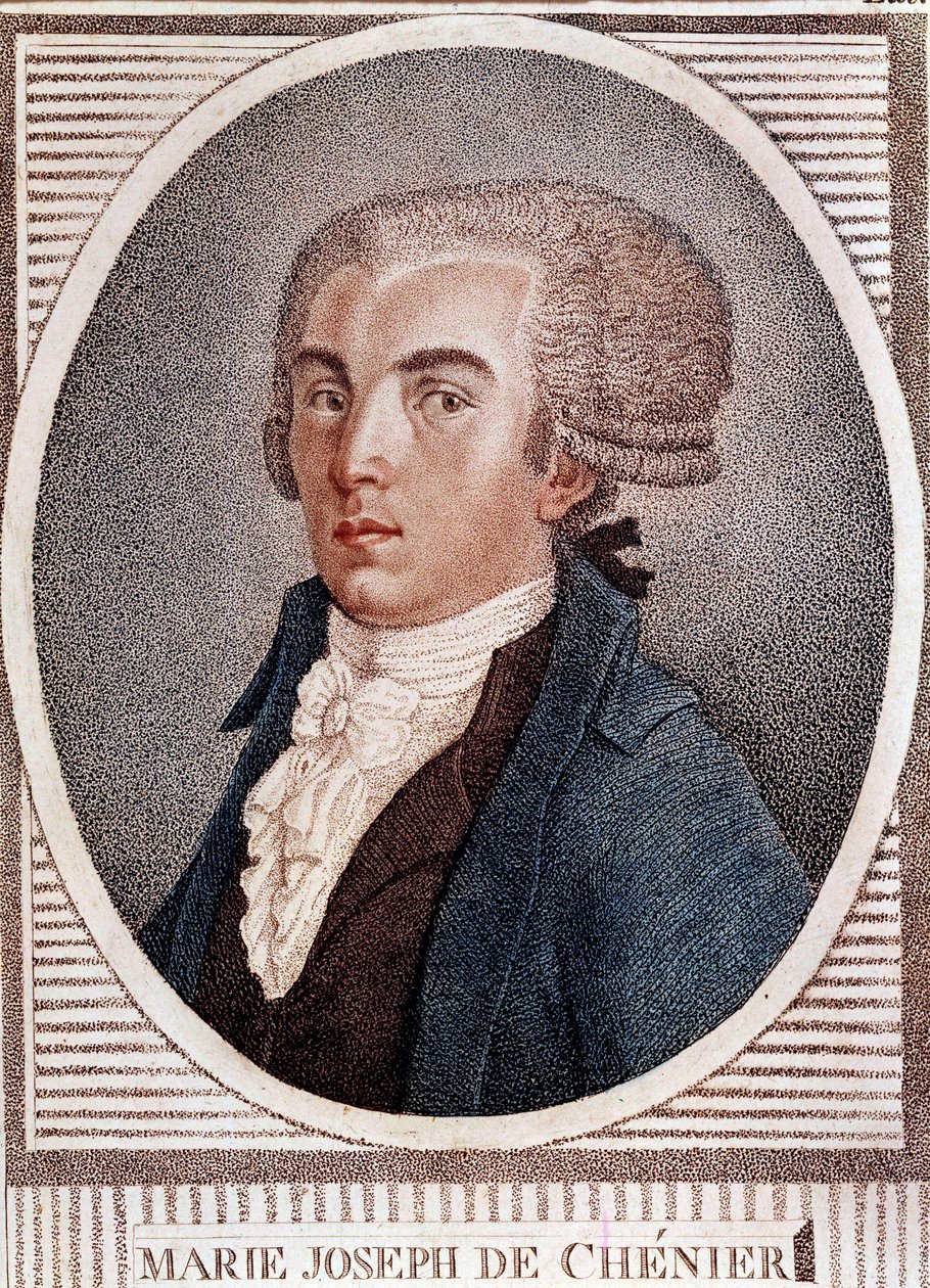 Révolution française : portrait du diplomate poète et historien Marie Joseph Chénier (1764-1811), auteur du « Chant du départ » gravure du 19ème siècle. - French School