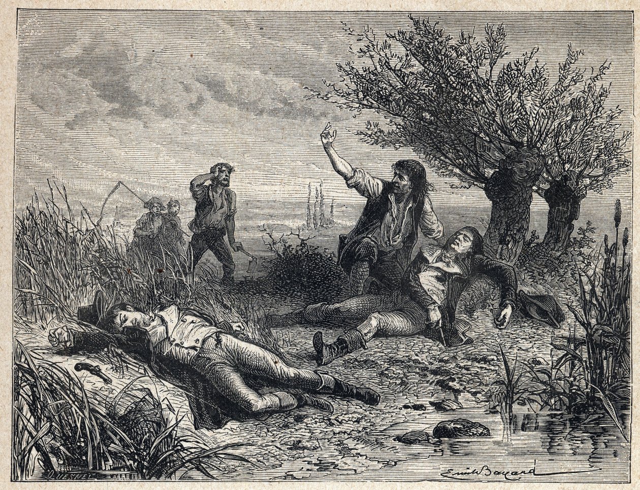Révolution française : suicide par empoisonnement des politiciens François Buzot (1760-1794) et Jérôme Pétion de Villeneuve (1759-1794) - French School