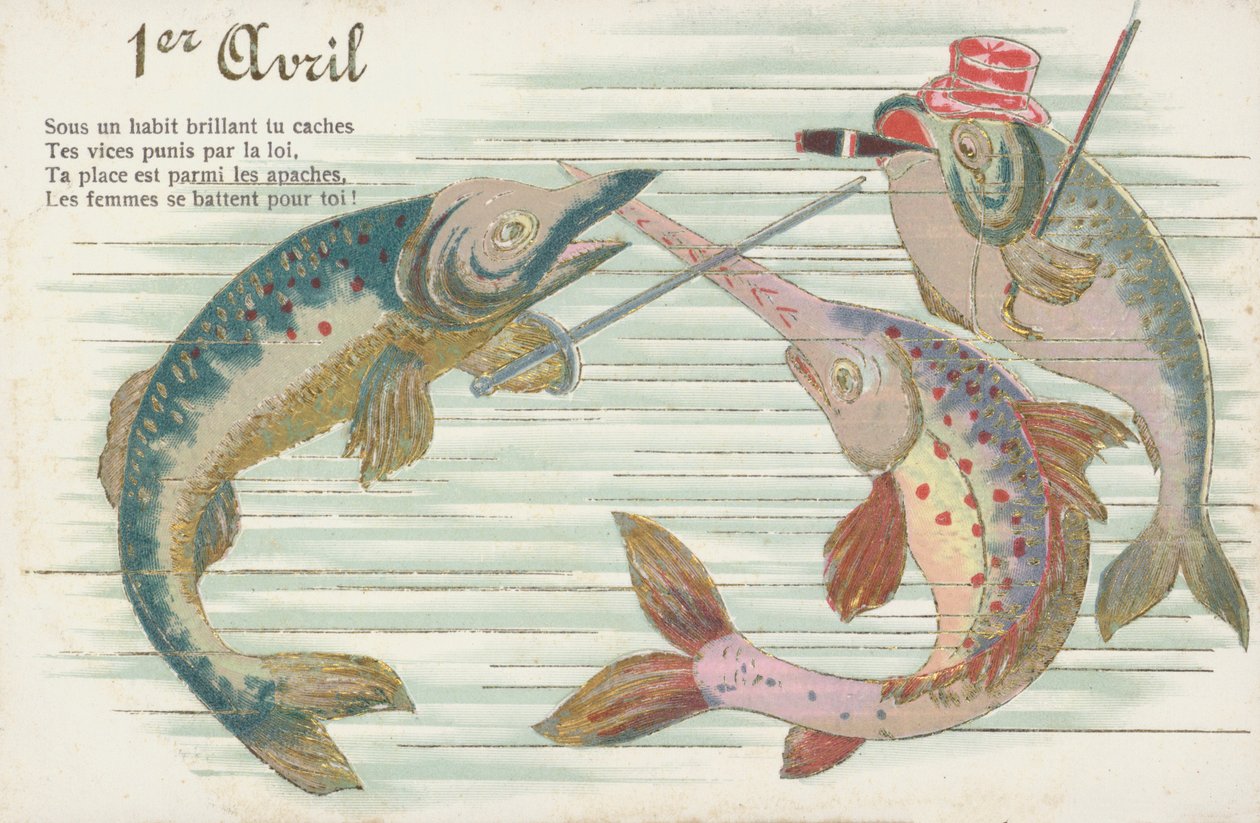 Carte française représentant un poisson à l