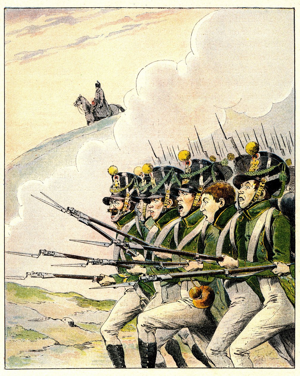 Soldats français pendant la bataille de Waterloo - French School