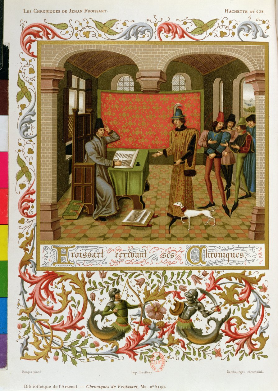 Froissart (1333-140001) écrivant ses chroniques (fac-similé du Ms. 5190) - French School