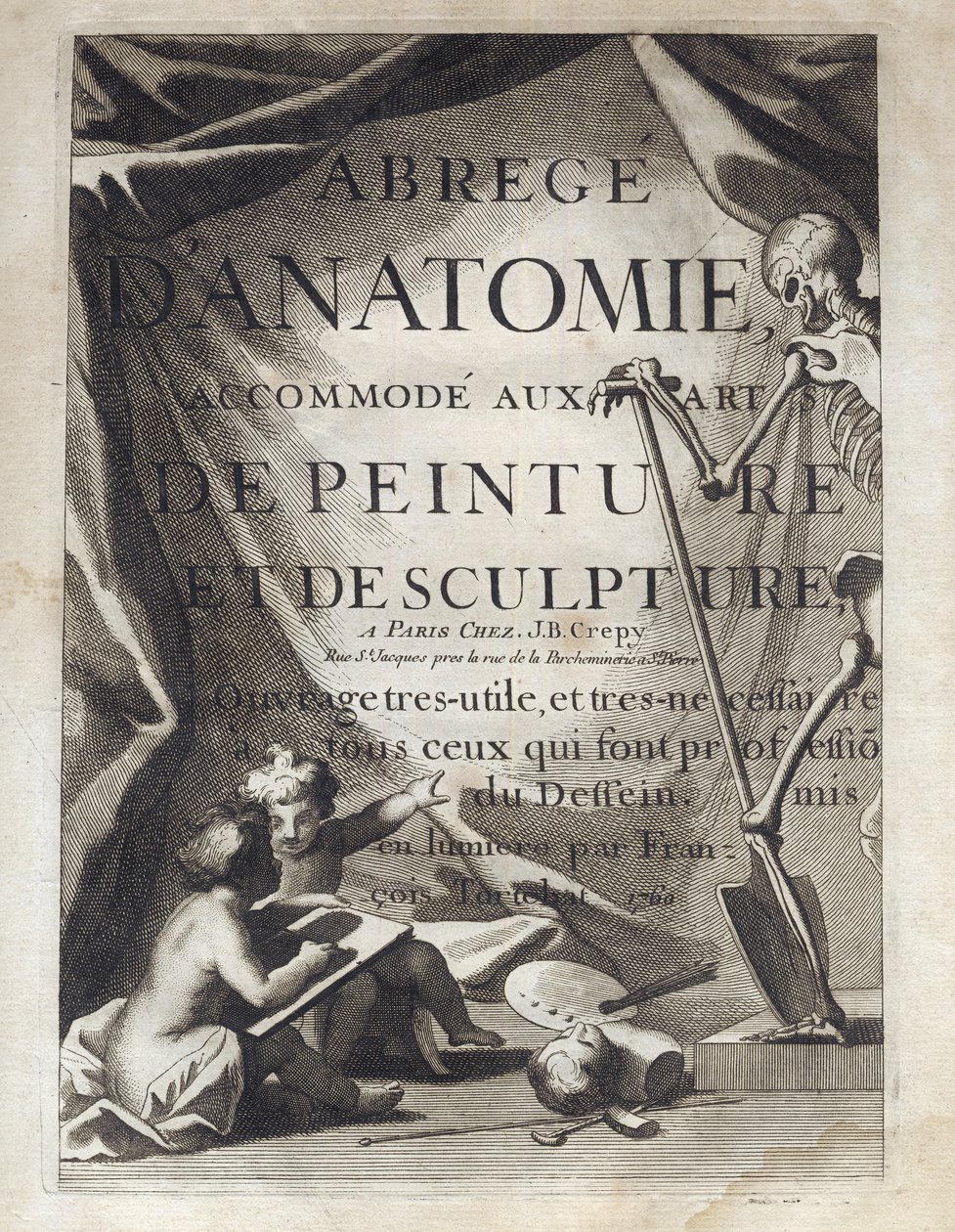Frontispice - Anatomie abrégée, adaptée aux arts de la peinture et de la sculpture - Abrégé d