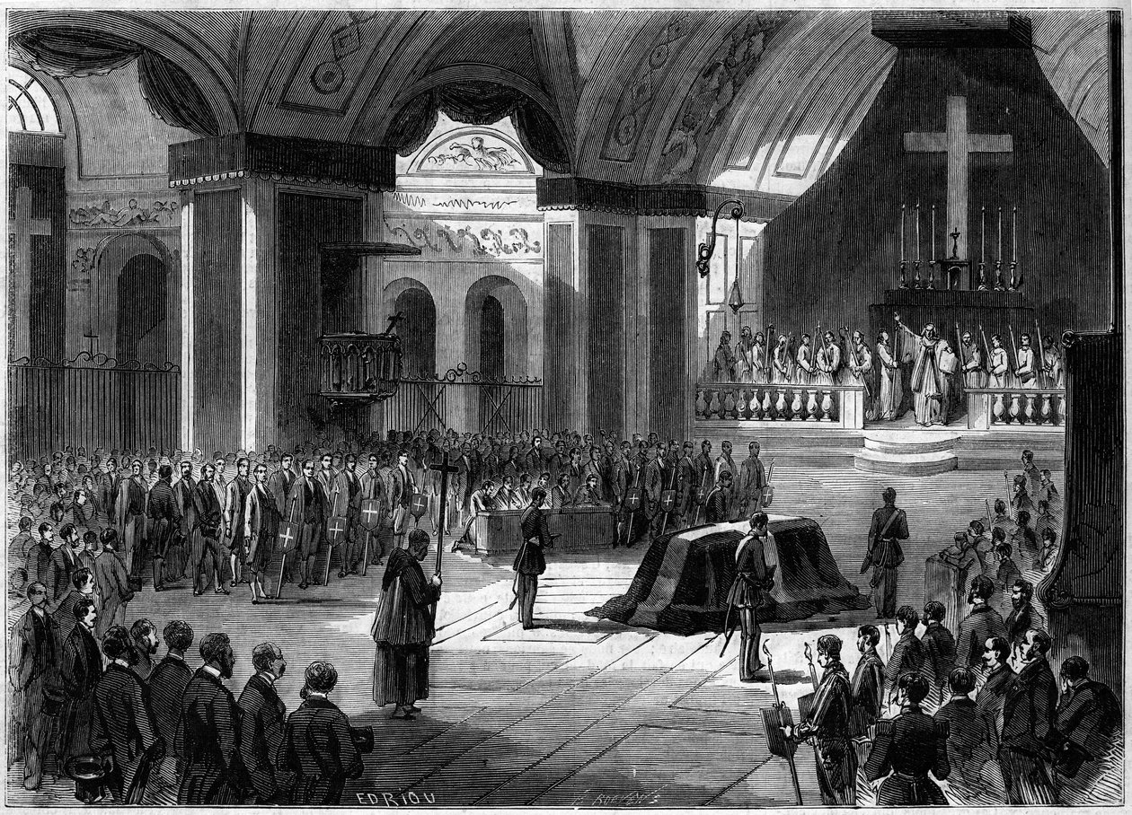 Funérailles du comte de Cavour, Turin, 7 juin 1861 : vue intérieure de l