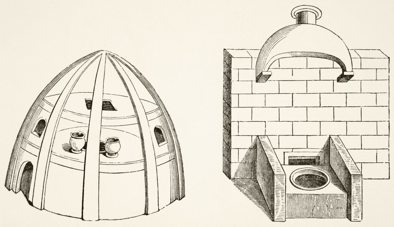 Fours utilisés par les scientifiques et les alchimistes au Moyen Âge, de Science et Littérature au Moyen Âge par Paul Lacroix (1806-84) publié à Londres en 1878 - French School