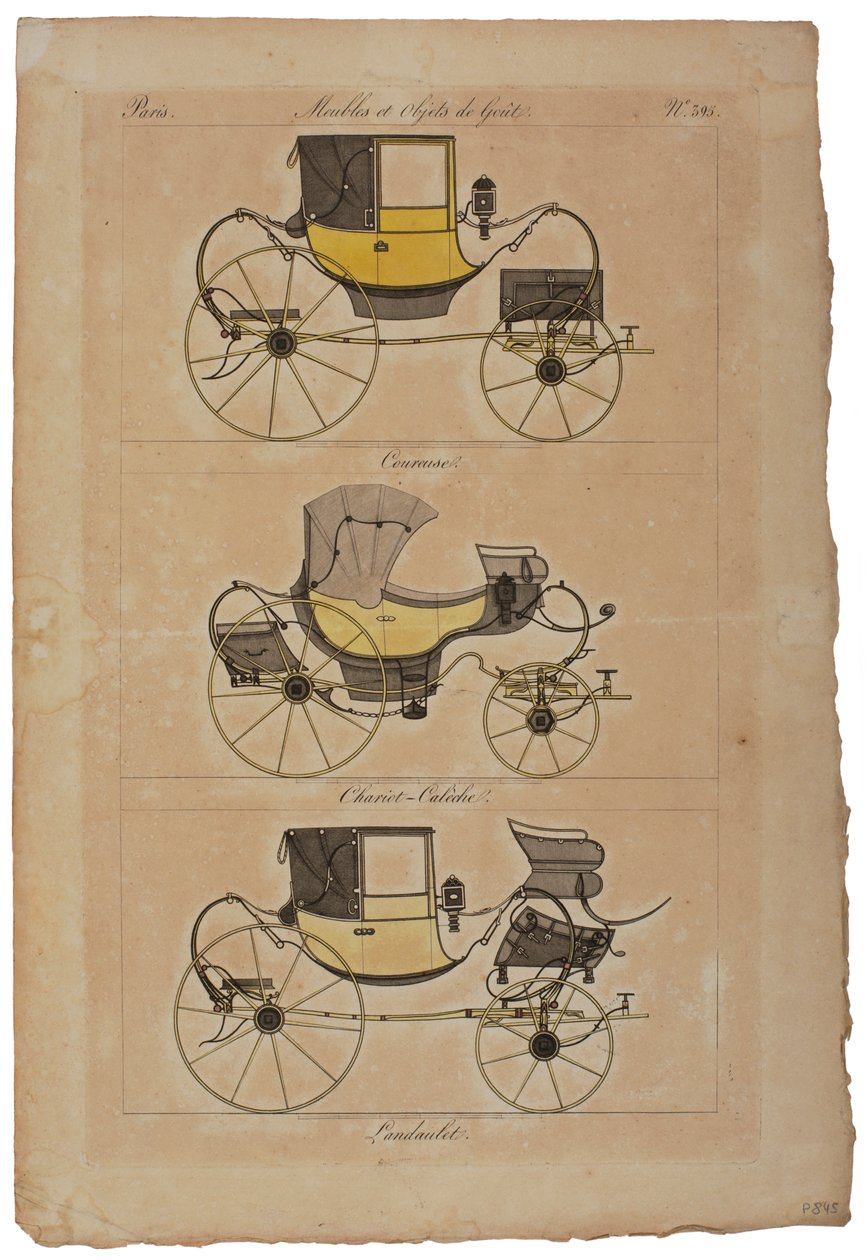 Meubles et objets de goût, n° 32, Phaéton simple (gravure en couleur) - French School