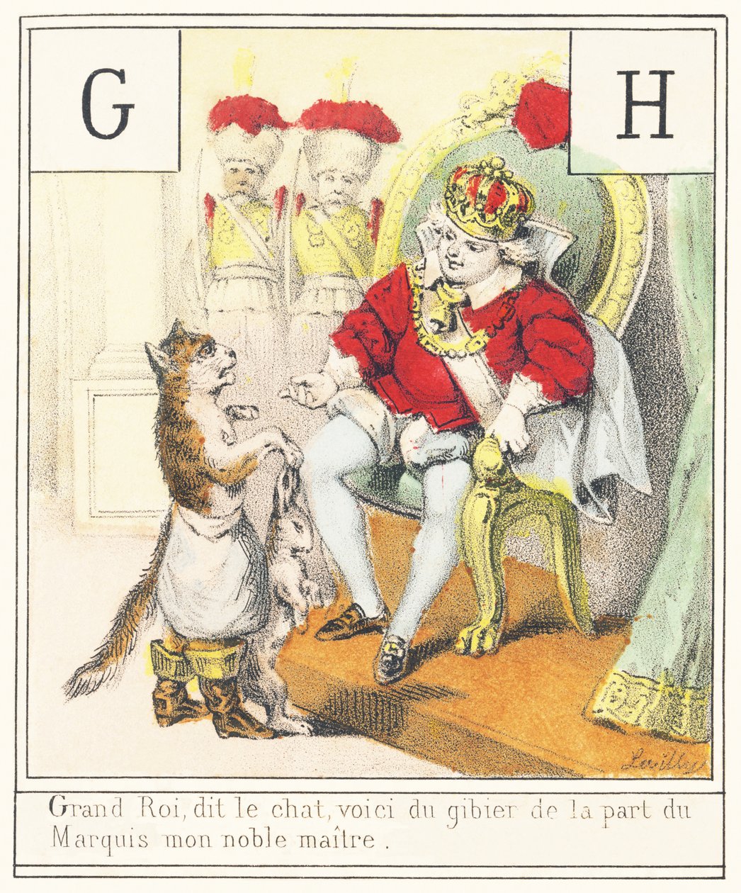 G H : Grand Roi, dit le chat, voici du gibier du Marquis mon noble maître - French School