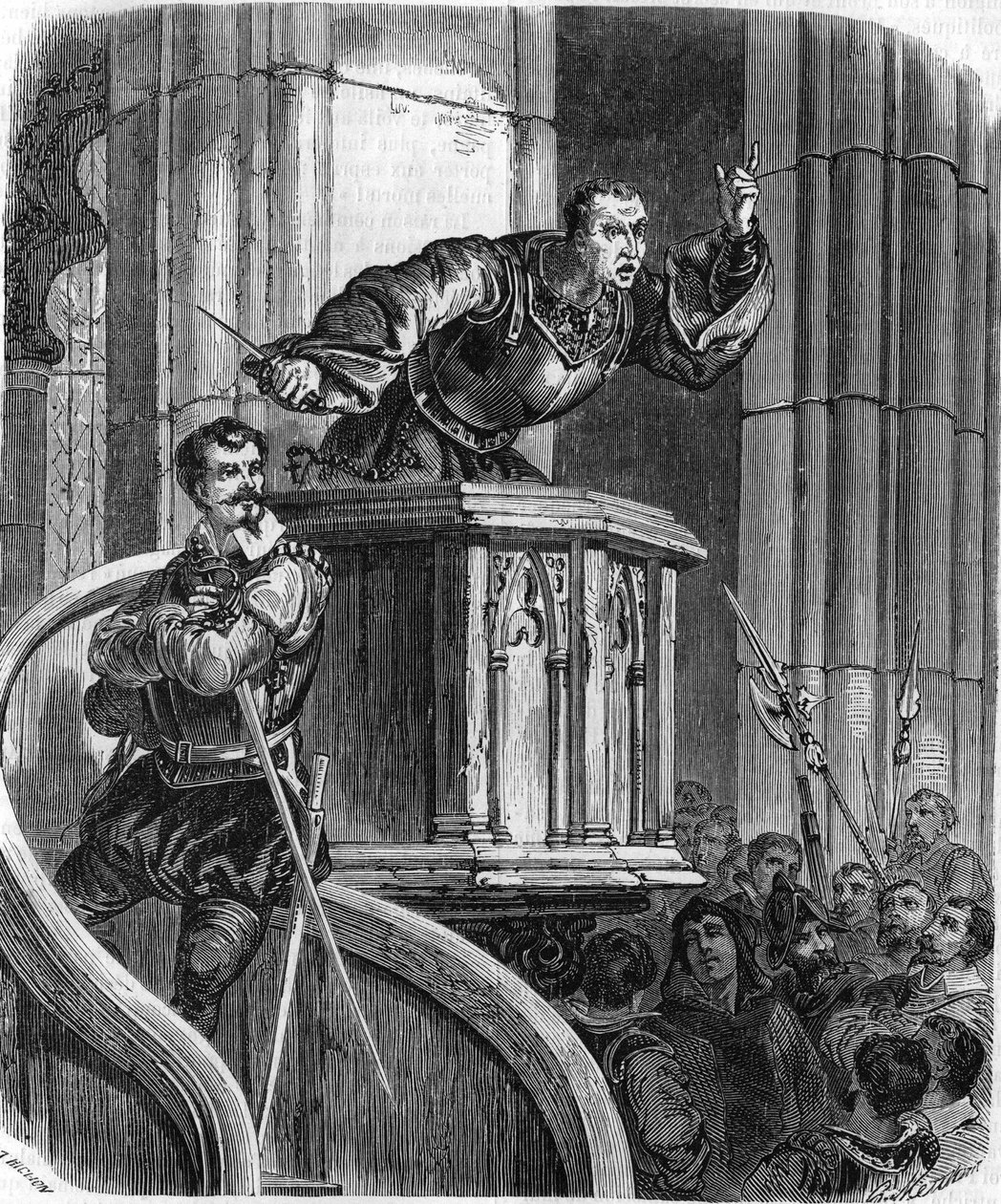 Garin dans la galerie. Appelé le « Roi de la Ligue », il faisait souvent des discours insensés. - French School