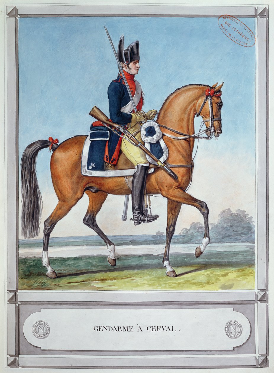 Gendarme monté sur un cheval, vers 1812 - French School