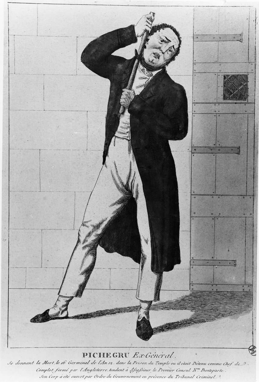 Le général Charles Pichegru se strangulant dans le Temple - French School