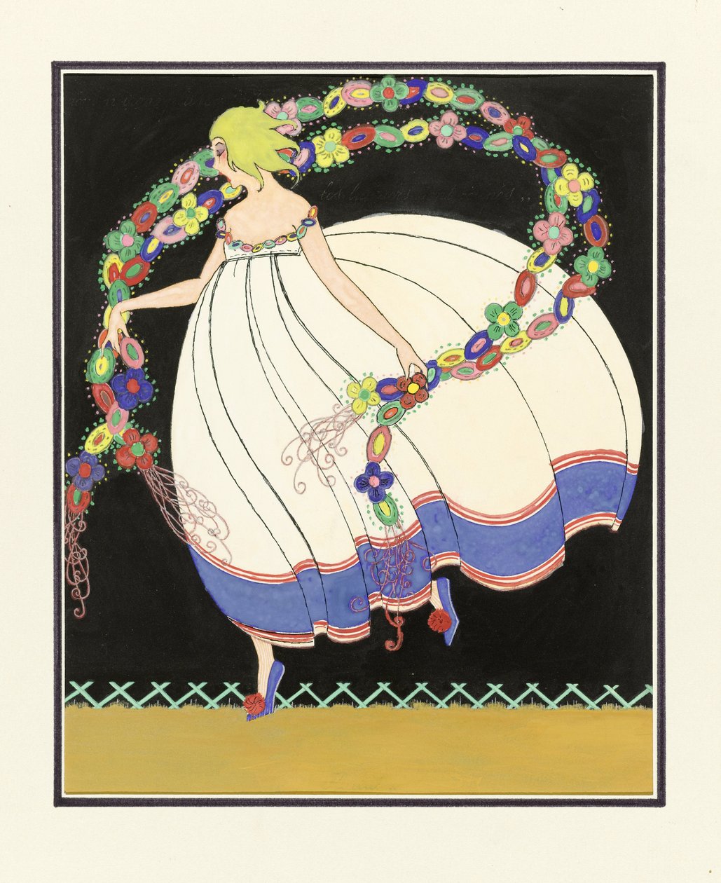 Fille dansant avec une double guirlande, pub. 1920 - French School