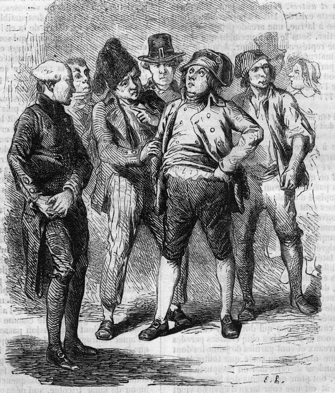 Goriot était président de sa section pendant la Révolution. Gravure du milieu du XIXe siècle. Illustration pour « Le Père Goriot » par Honoré de Balzac - French School