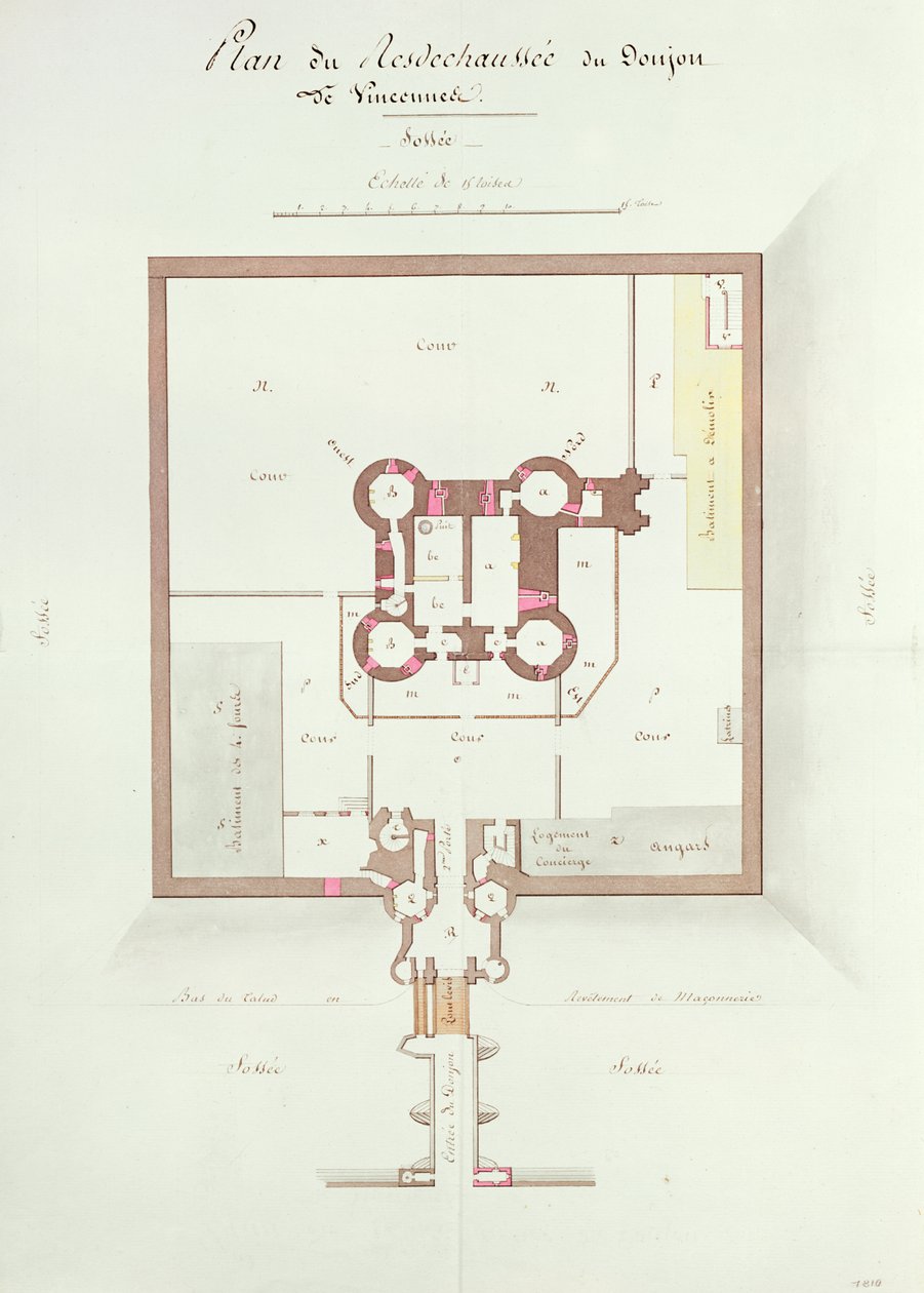 Plan du rez-de-chaussée du donjon de Vincennes - French School