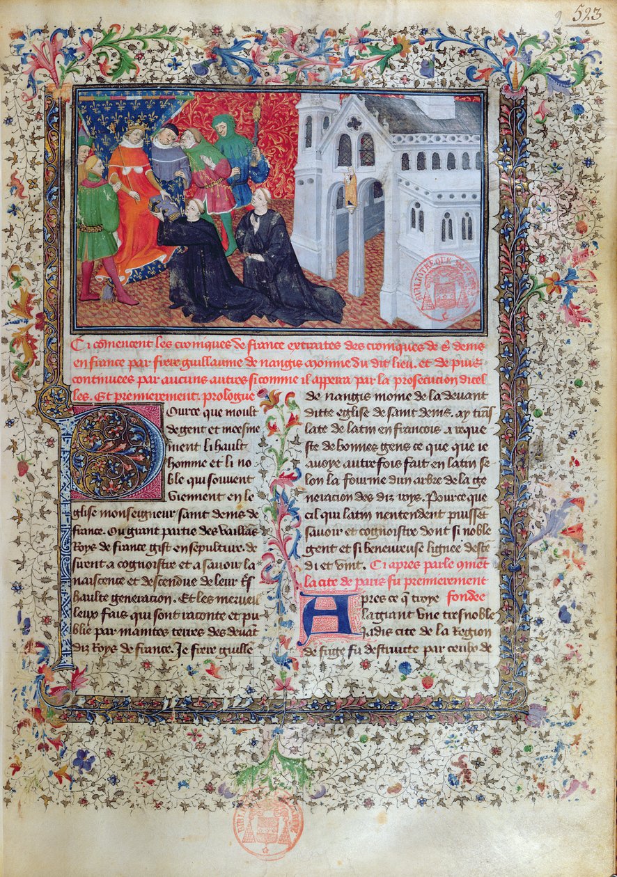 Guillaume de Nangis (d.130003) présente son livre à Philippe IV (1268-1314) le Bel, Roi de France de 1285-1314 - French School