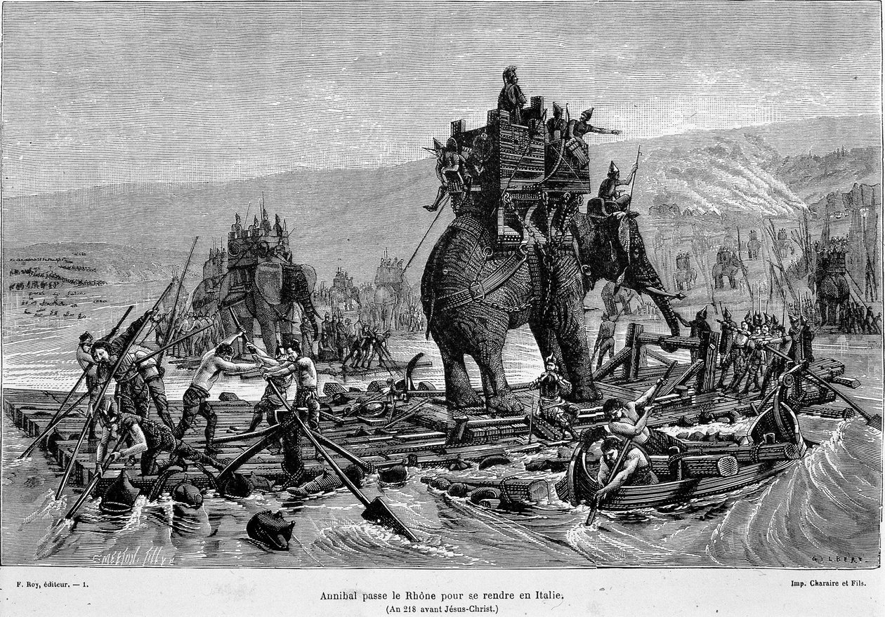 Hannibal passe le Rhône vers l