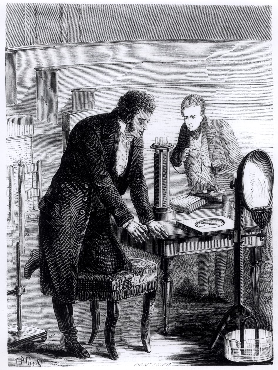 Hans Christian Oersted découvrant la déviation de l