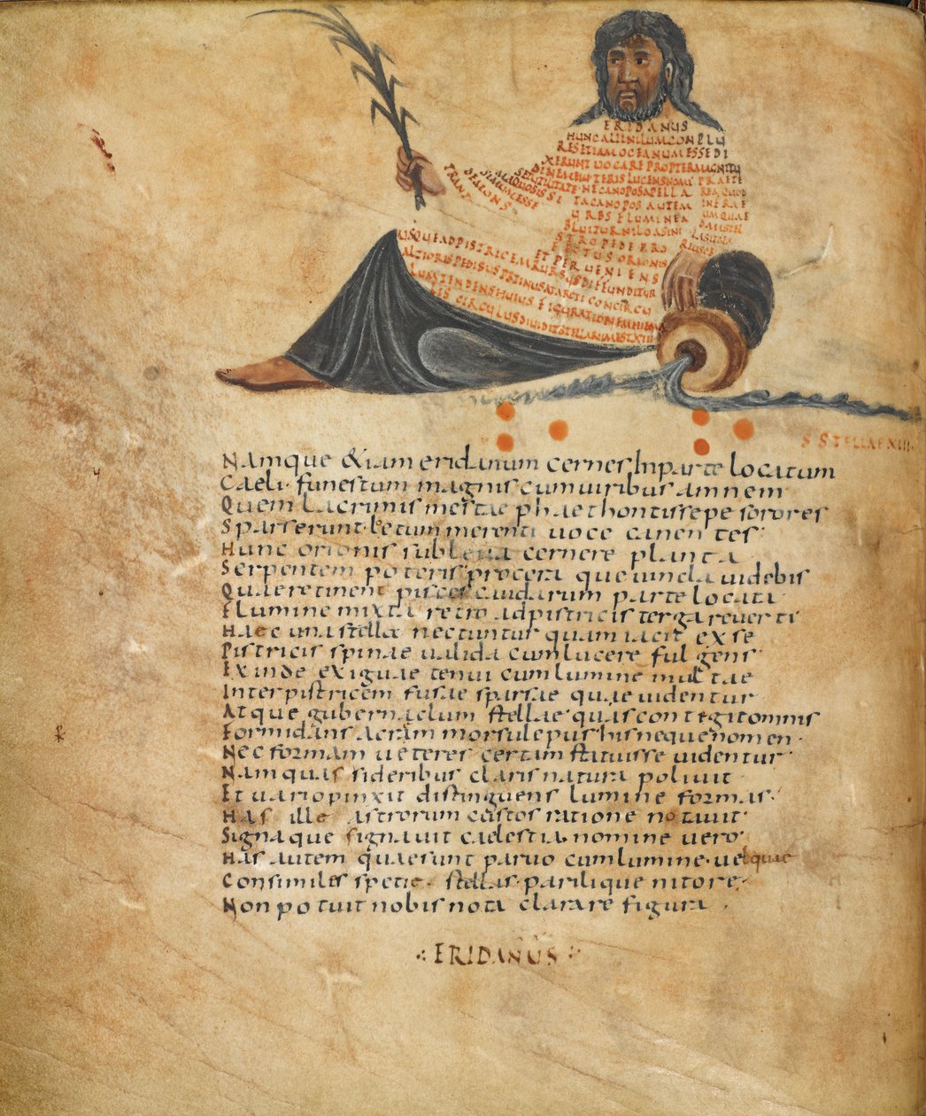 Illustration de la constellation Eridanus et texte, c.820-40 - French School