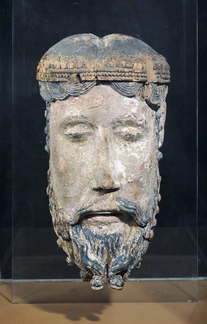 Tête du Christ, de Lavaudieu (bois polychrome) - French School
