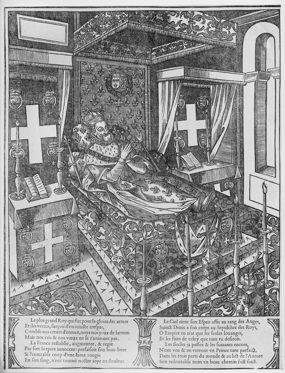Henri IV sur son lit de mort, 1610 - French School