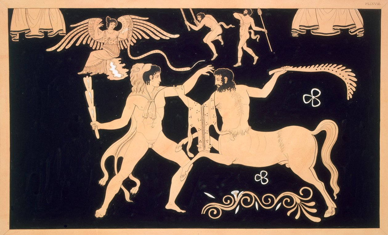 Hercule en combat avec le centaure Chiron, publié 1808-10 - French School