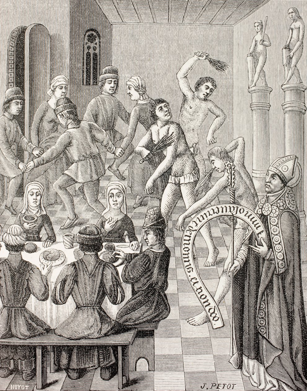 Hérésie des Flagellants, vers 1880 (lithographie) - French School