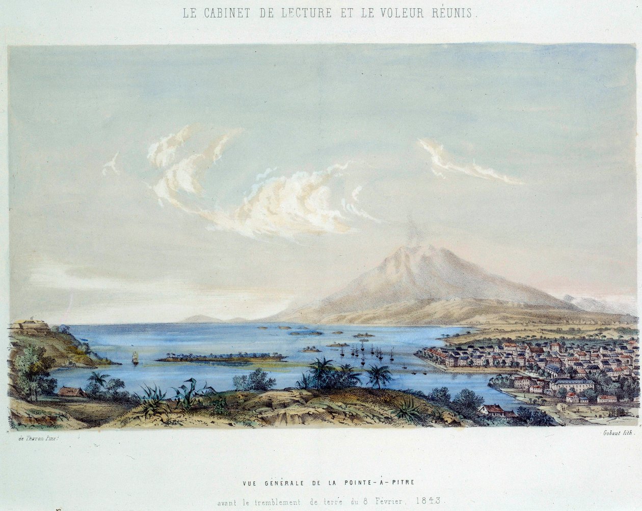 Histoire des colonies françaises : vue générale de Pointe-à-Pitre en Guadeloupe (Antilles) avant le tremblement de terre du 8/02/1843 - French School