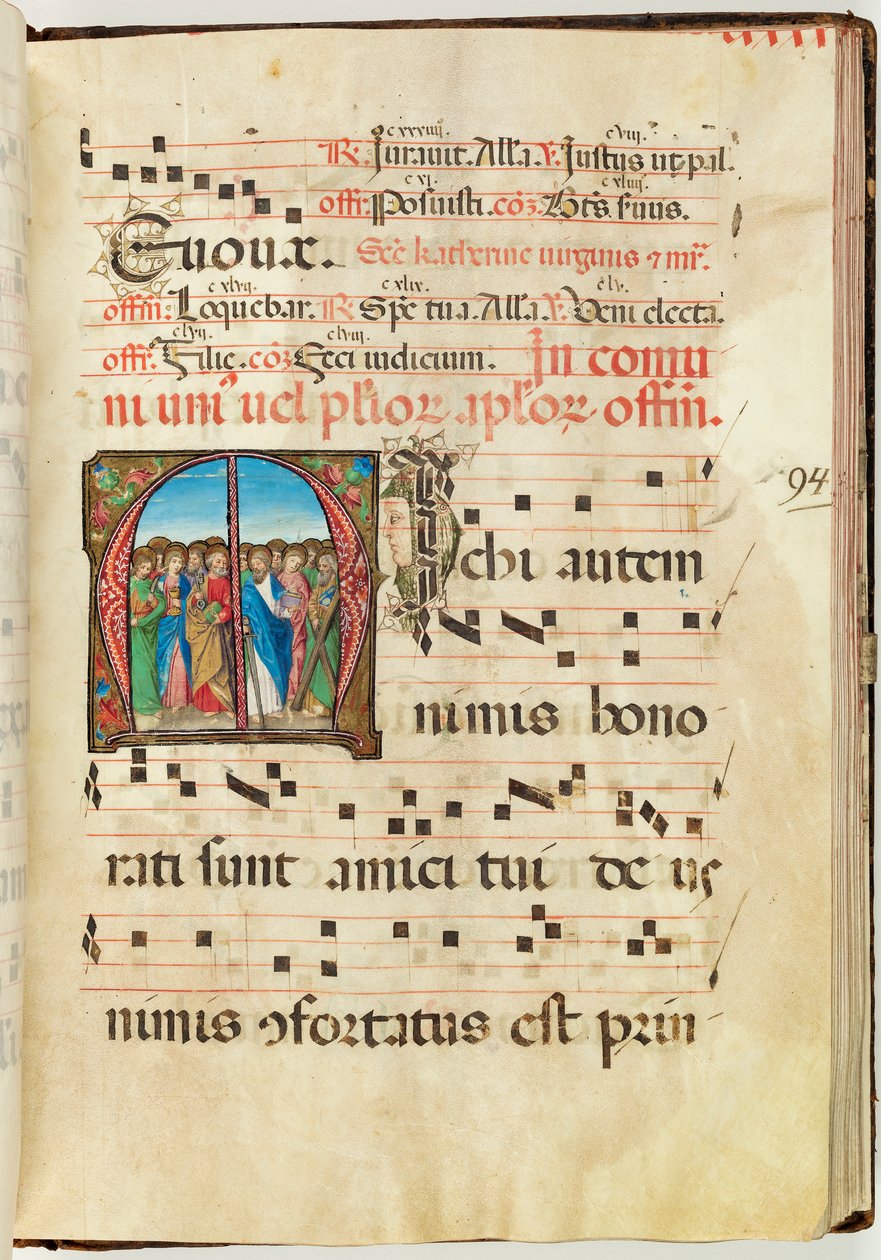 Saints Apôtres, Graduel, f.94 (encre, tempera et feuille d