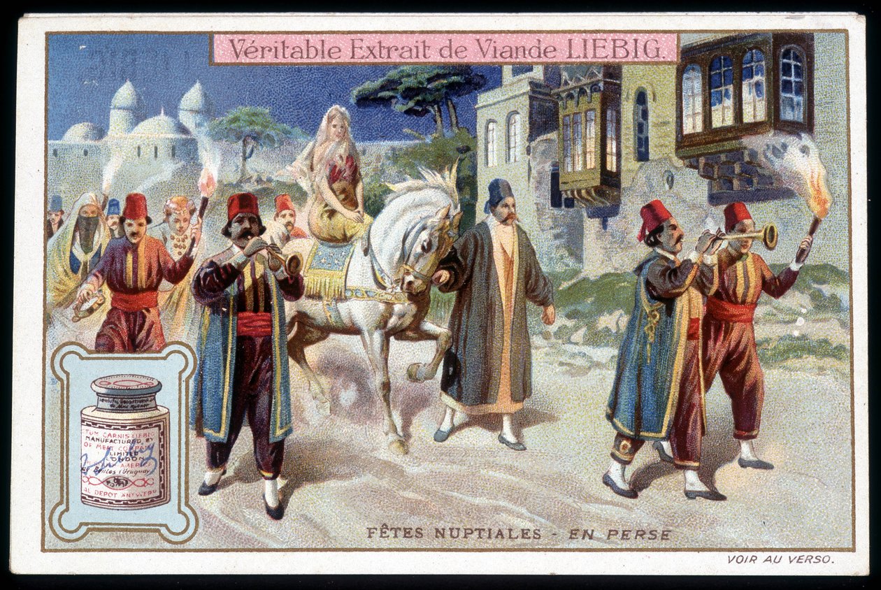 Lune de miel en Perse - chromo. Liebig, v. 1895 - French School