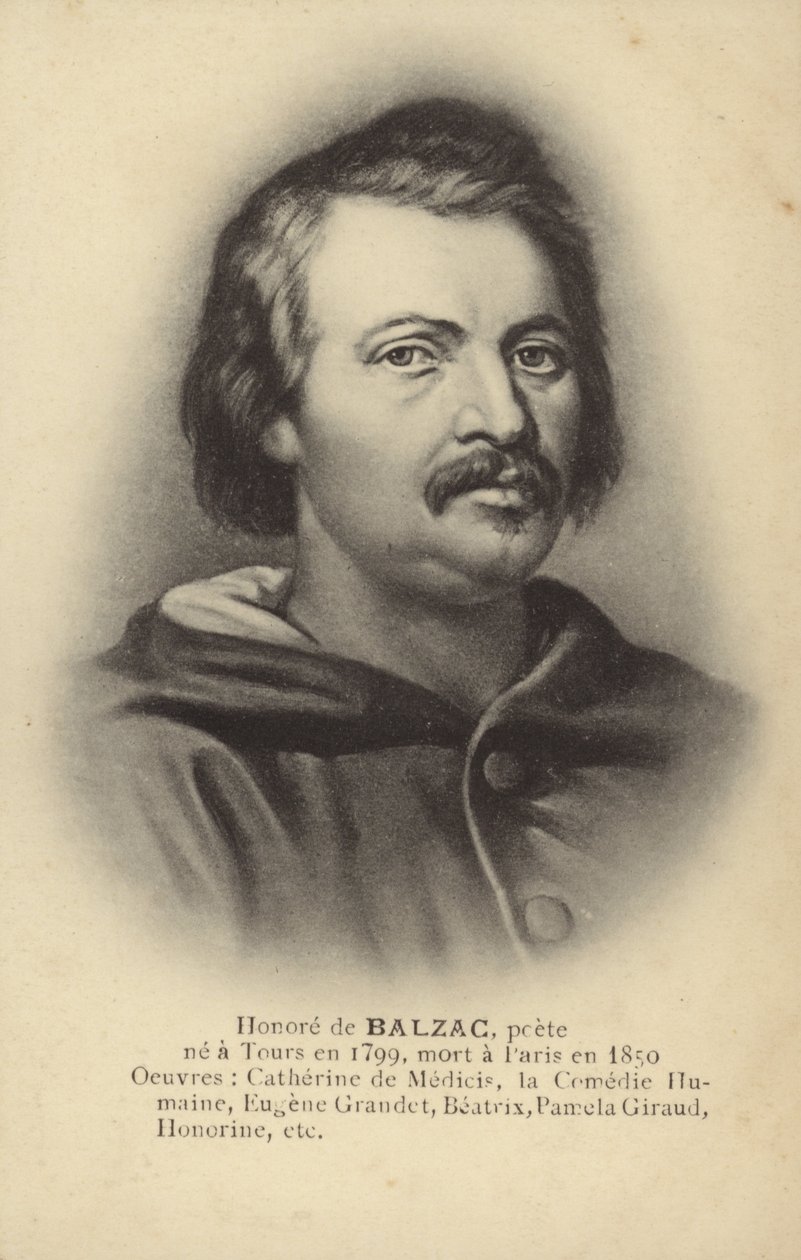 Honoré de Balzac (1799-1850), romancier et dramaturge français (lithographie) - French School