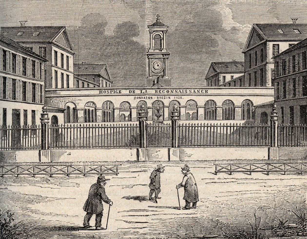Hospice de la reconnaissance à Garches - Hauts-de-Seine - gravure dans "PATRIE - DESCRIPTION PICTURESQUE DE LA FRANCE EN 6 VOLUMES" par Lucien Huard - fin du XIXe siècle - French School