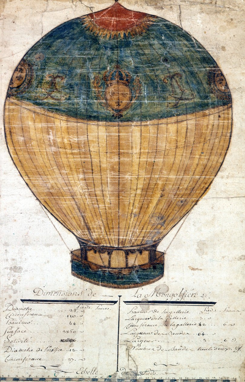 Montgolfière des frères Montgolfier. Dessin original. 1782 - French School