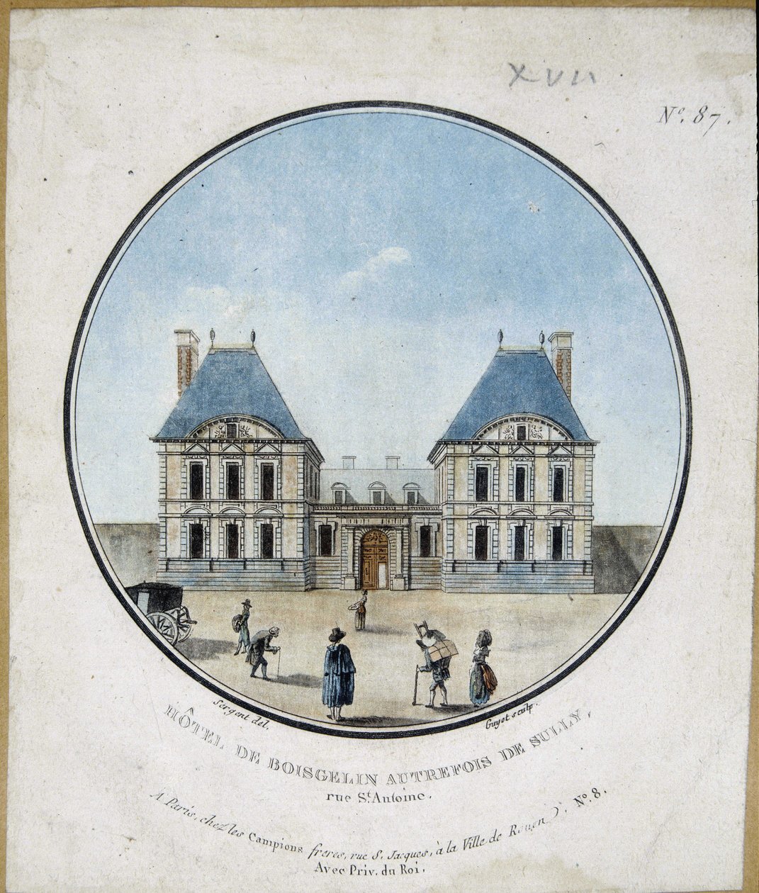 Hôtel de Boisgelin, anciennement de Sully - gravure - French School