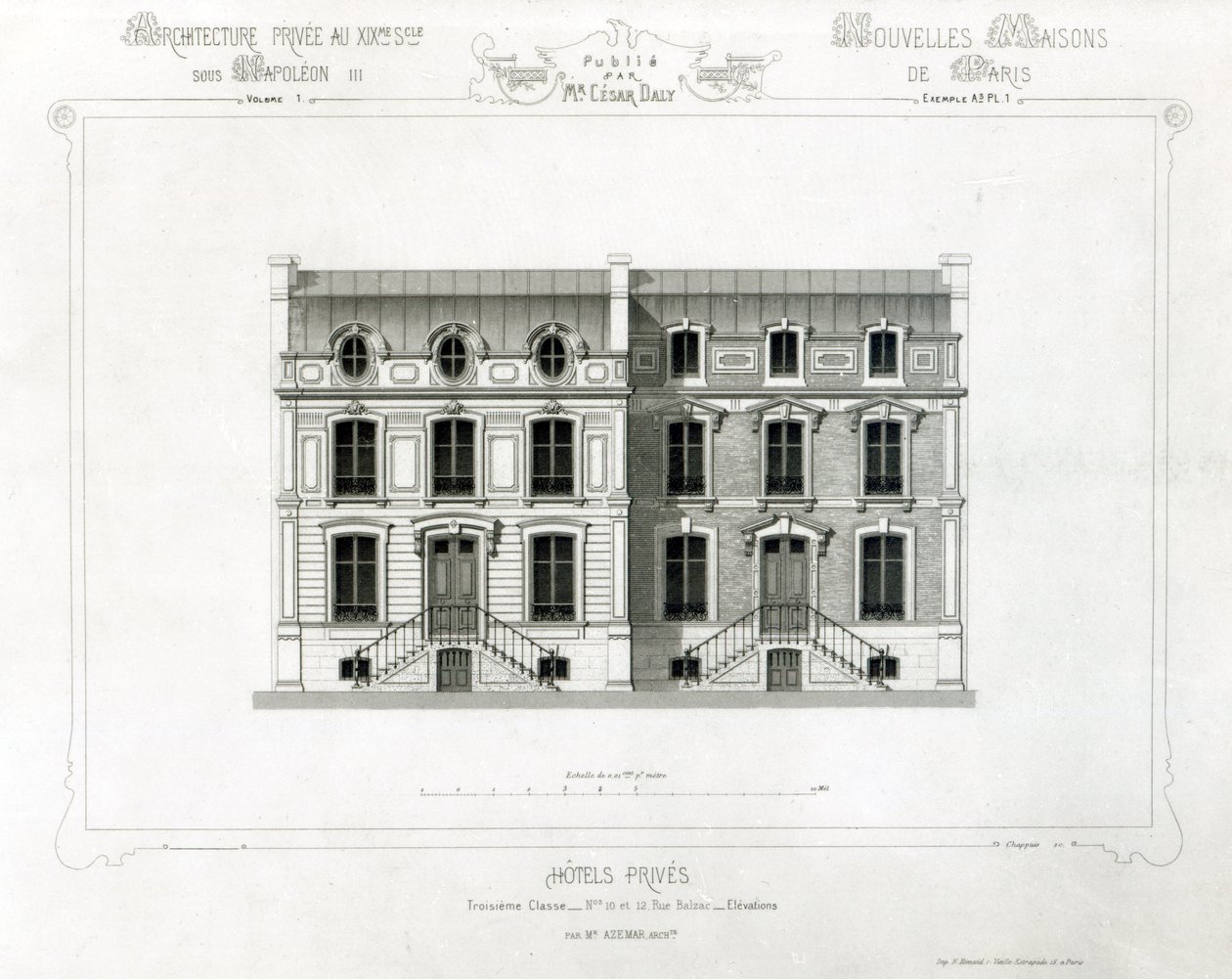 Hôtels privés, 10 & 12 Rue Balzac, Paris, de Architecture Privée au XIXe siècle - French School