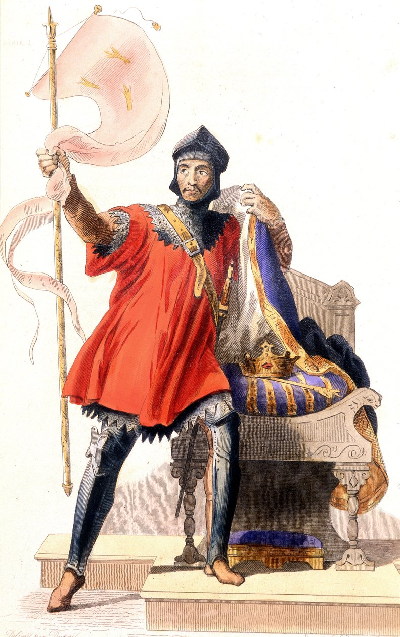 Hugues Capet et sa bannière - dans "Le Plutarque français", éd. Mennechet - French School