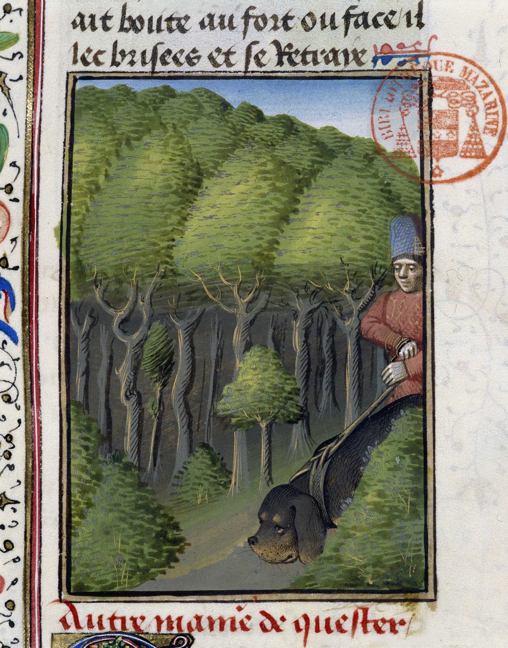 Chien de chasse - dans "Livre de chasse de Gaston Phoebus, Comte de Foix, Seigneur de Béarn" - French School