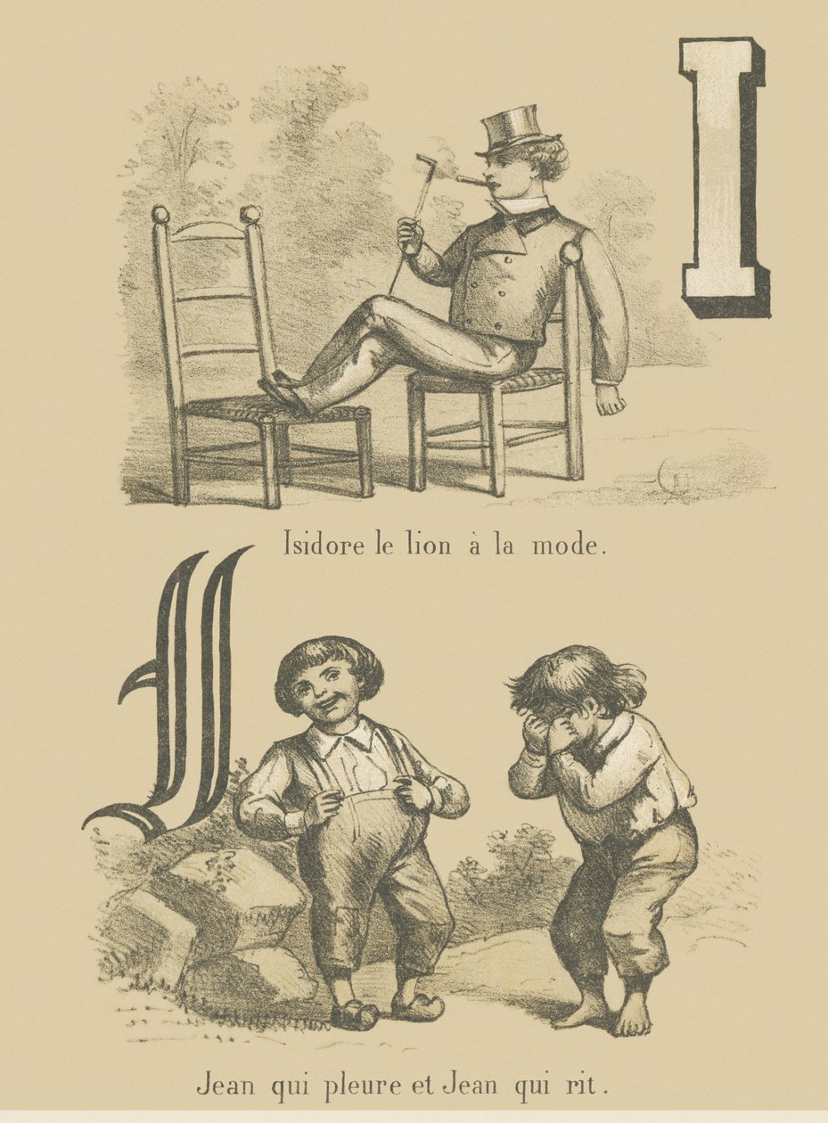 I J : Isidore le lion branché / Jean pleurant et Jean riant - French School