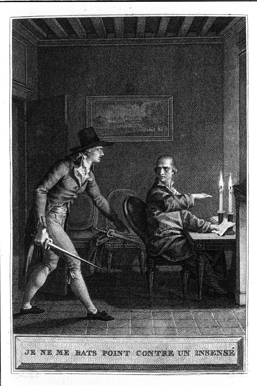 Je ne combats pas comme un insensé Illustration de "Julie ou La Nouvelle Héloïse" par Jean Jacques Rousseau (1712-1788) 1780 - French School