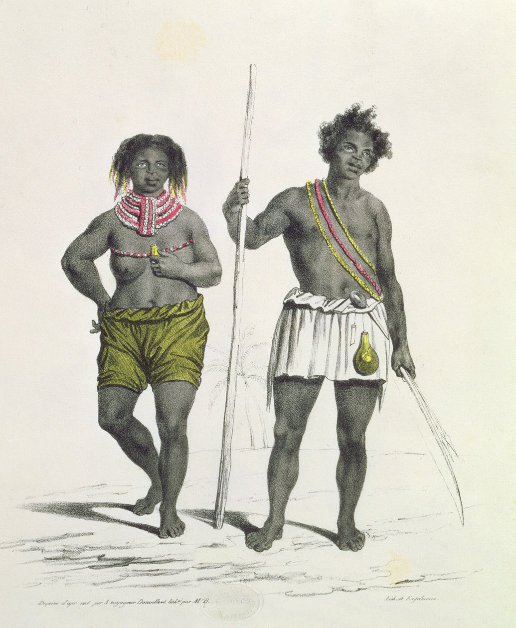 Noir idolâtre du Royaume de Benguela, Angola, gravé par Godefroy Engelmann - French School