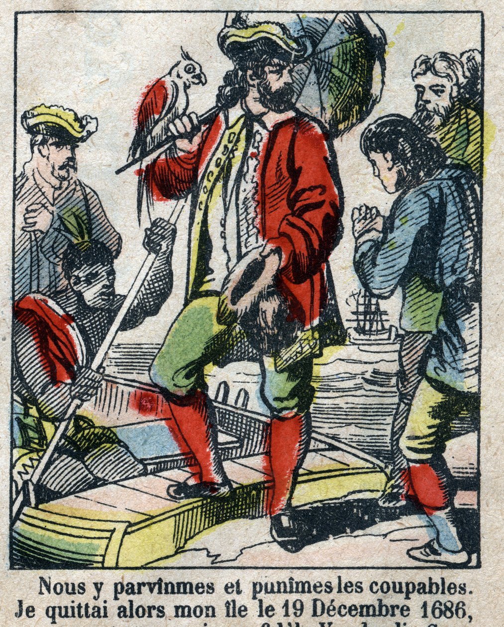 Illustration pour le livre de Daniel Defoe "Robinson Crusoé". Imagerie d