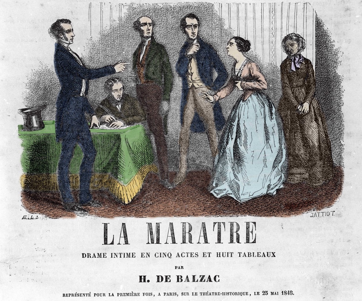 Illustration pour « La Marâtre », drame en cinq actes et huit tableaux écrit par Honoré de Balzac - French School