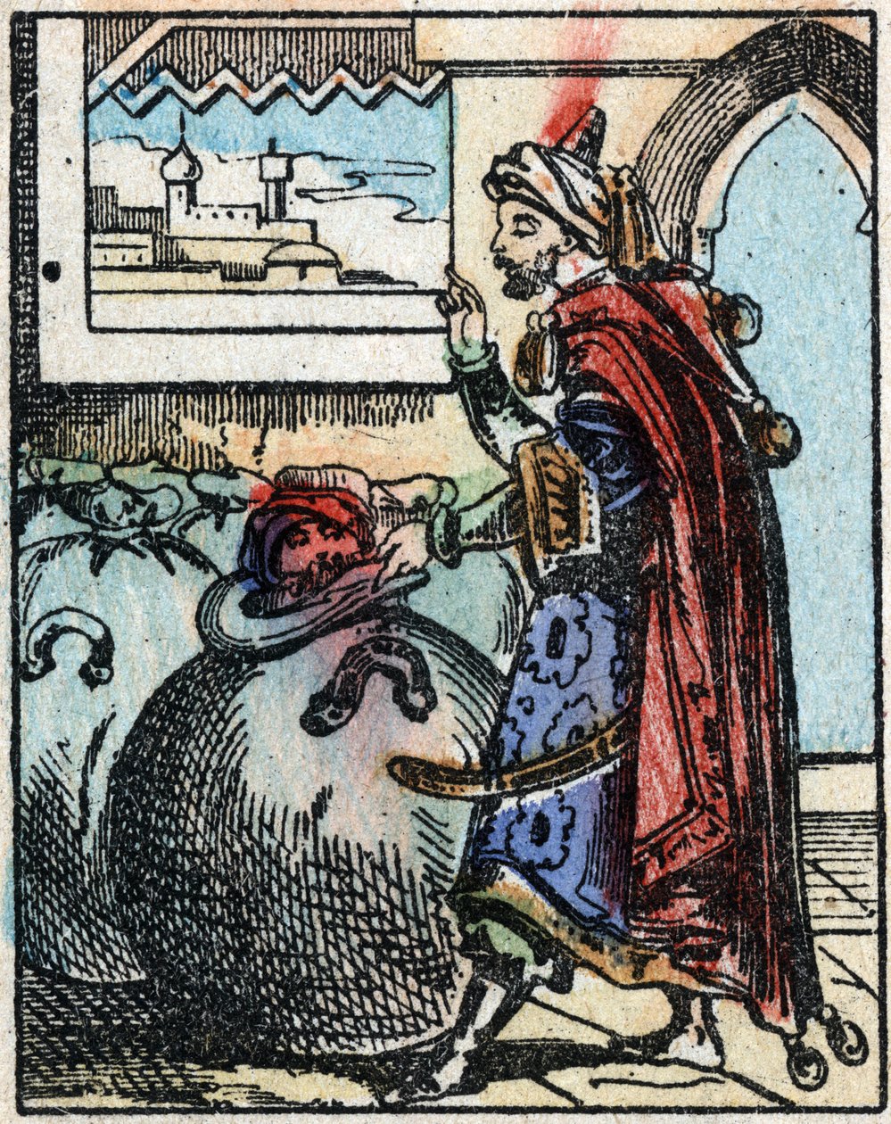Illustration pour les Contes des Mille et Une Nuits. Ali-Baba. Gravure sur bois d